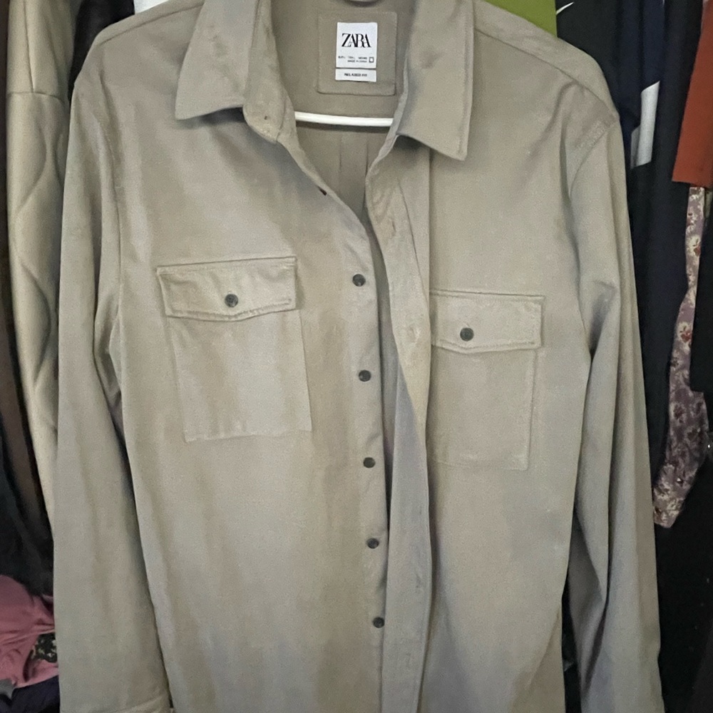 Suede Gray Button Up Super Super Soft From Zara - image 1